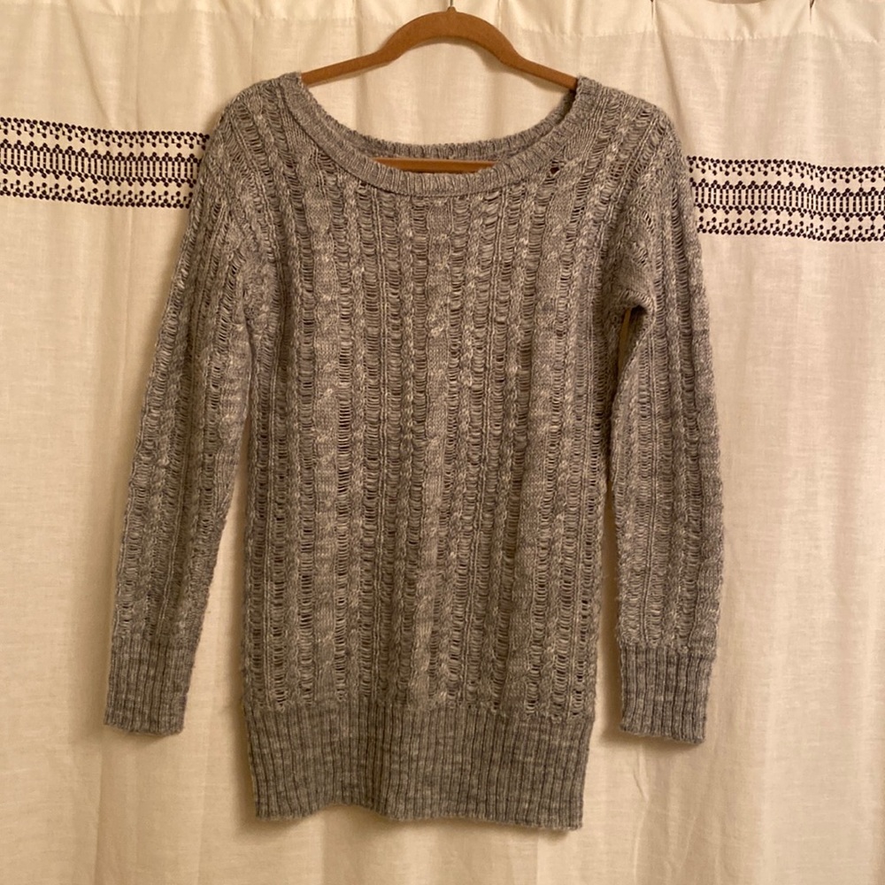 Aerie Wool Blend Cable Crewneck Sweater
